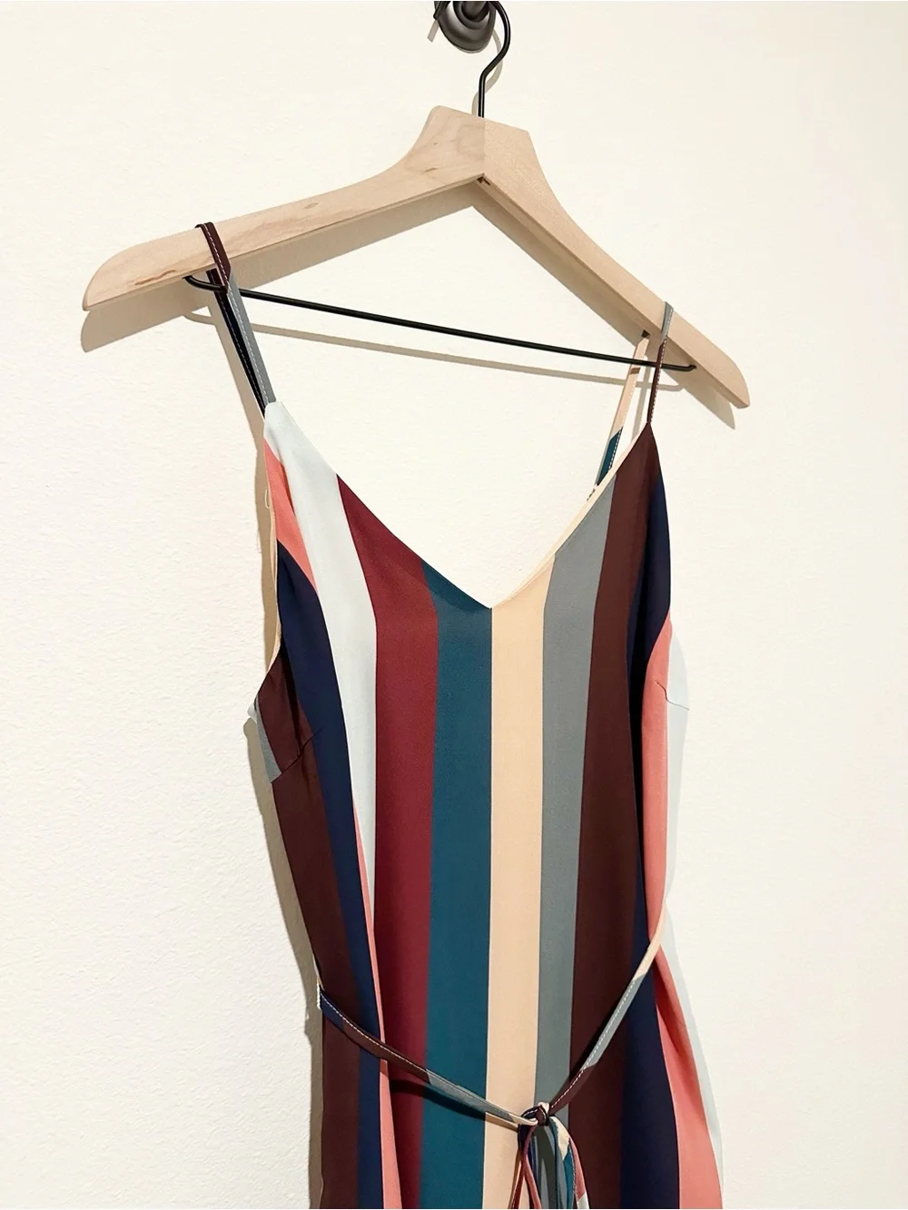 Lulus Erina Mauve Multi Stripe Belted Midi Slip Dress - Medium - Picture 5 of 9